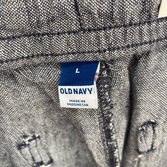Old Navy Pants Large Gray Linen Blend Pull On Pocket Wide Leg Everyday Ankle NWT - Picture 6 of 13